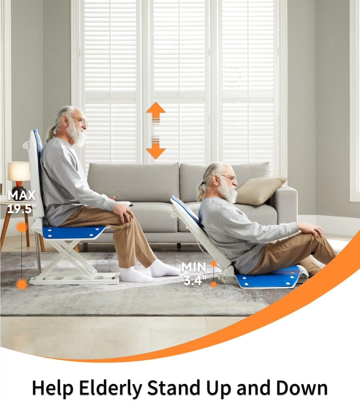 Electric Chair Lift, Get Up from Floor, Floor Lift for Elderly, Can be Raised to 20 ? Help You Stand Up Again, Support Up to 300 LBS