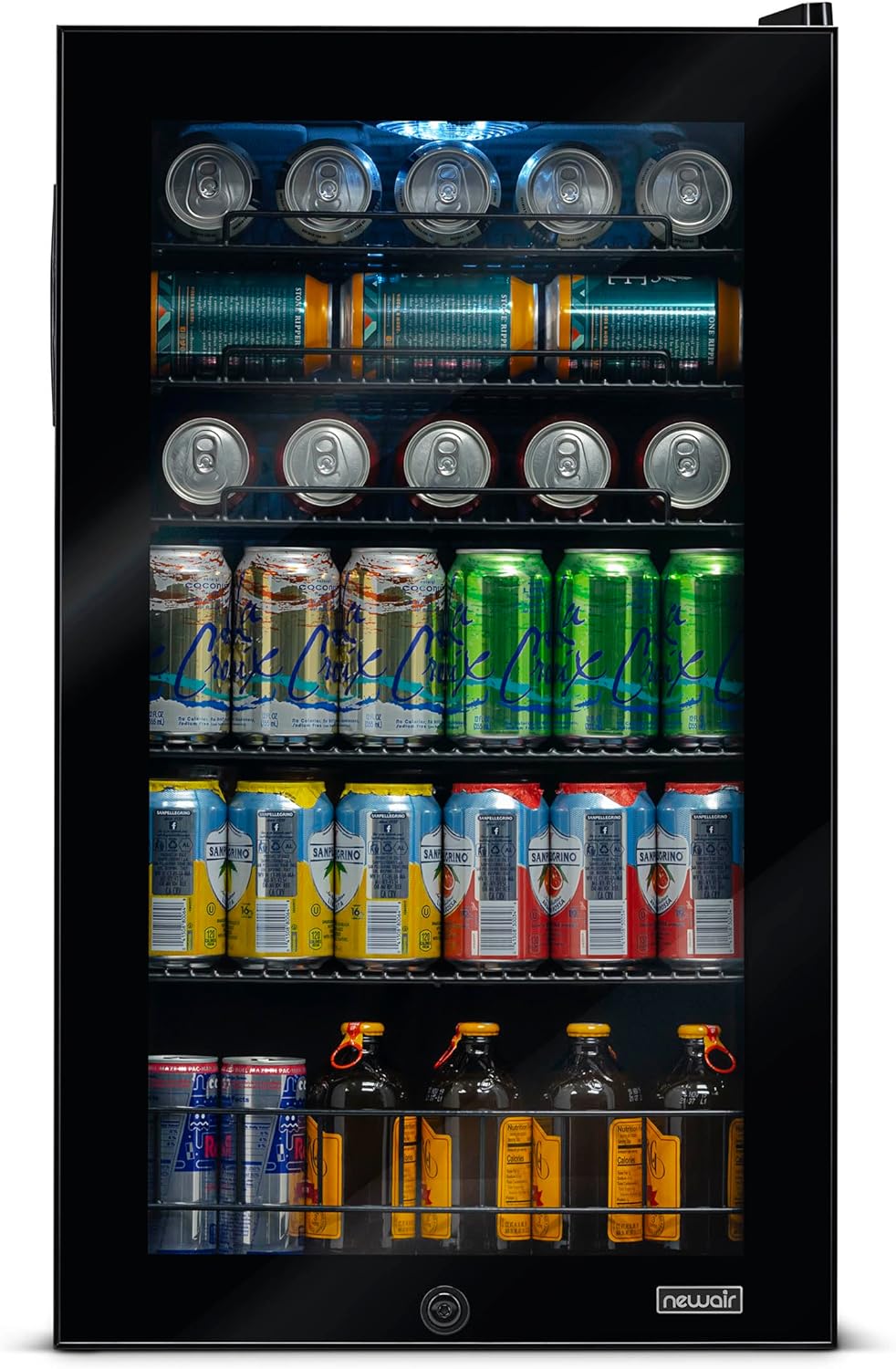 Beverage Refrigerator Cooler | 126 Cans Free Standing with Right Hinge Glass Door | Mini Fridge Beverage Organizer Perfect For Beer, Wine, Soda, And Cooler Drinks