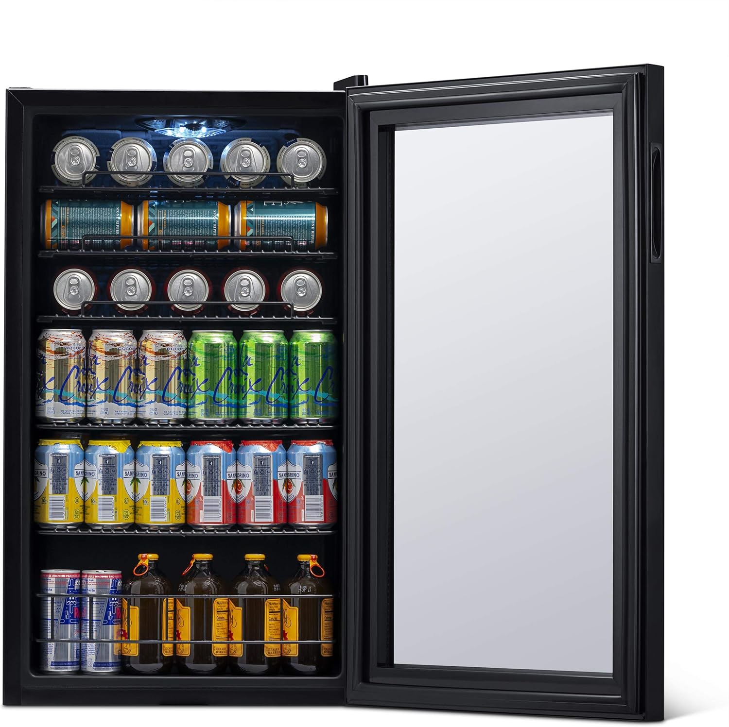 Beverage Refrigerator Cooler | 126 Cans Free Standing with Right Hinge Glass Door | Mini Fridge Beverage Organizer Perfect For Beer, Wine, Soda, And Cooler Drinks