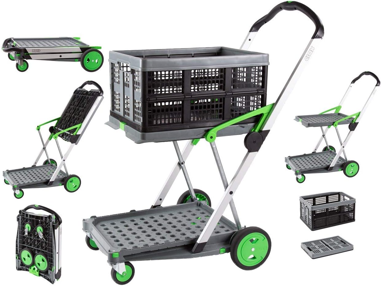 Multi use Functional Collapsible carts | Mobile Folding Trolley | Shopping cart with Storage Crate (Black)