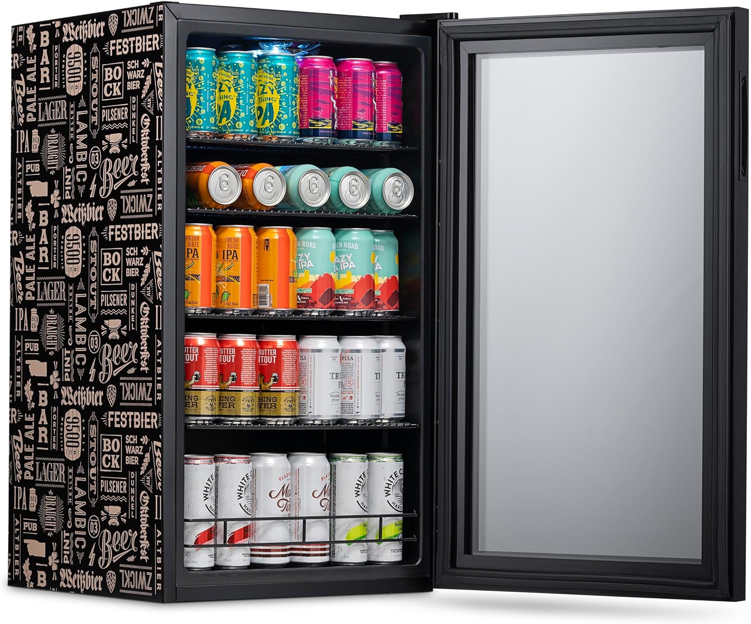 Beverage Refrigerator Cooler | 126 Cans Free Standing with Right Hinge Glass Door | Mini Fridge Beverage Organizer Perfect For Beer, Wine, Soda, And Cooler Drinks