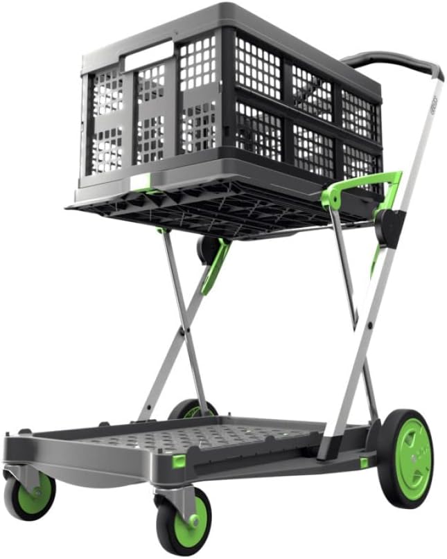 Multi use Functional Collapsible carts | Mobile Folding Trolley | Shopping cart with Storage Crate (Black)
