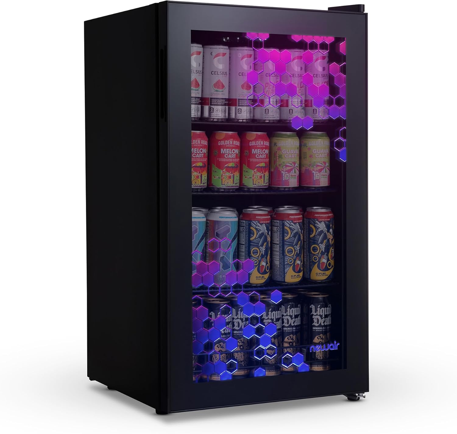 Beverage Refrigerator Cooler | 126 Cans Free Standing with Right Hinge Glass Door | Mini Fridge Beverage Organizer Perfect For Beer, Wine, Soda, And Cooler Drinks