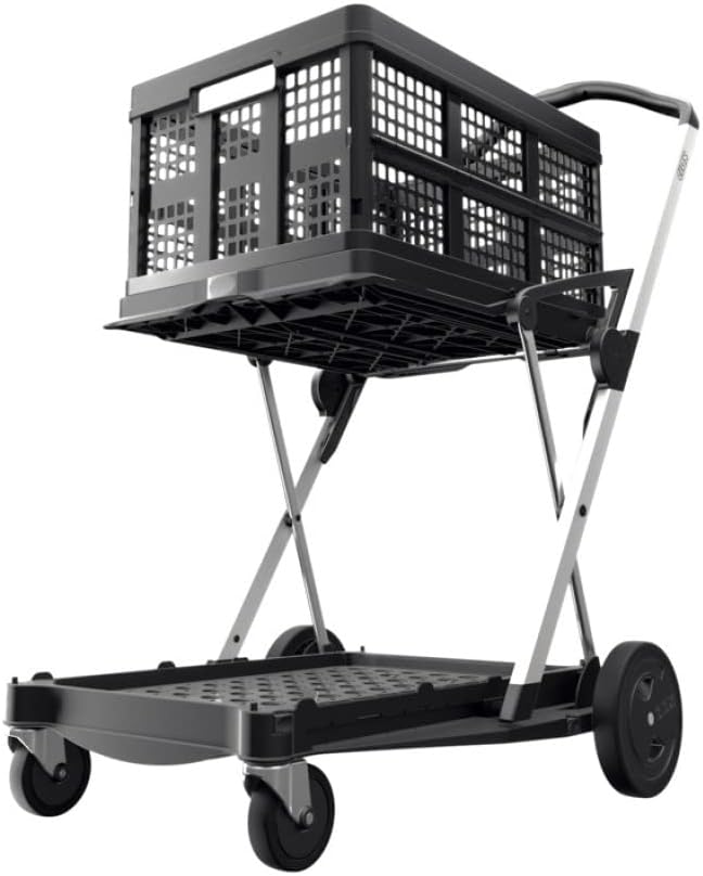 Multi use Functional Collapsible carts | Mobile Folding Trolley | Shopping cart with Storage Crate (Black)
