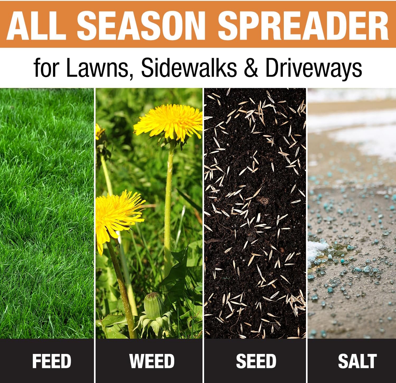 Multi-Purpose Walk Behind Push Spreader 3039632R Grounds Keeper, 100 Pound Capacity, Multi Use Tool for Grass Seed, Salt, De-Icer