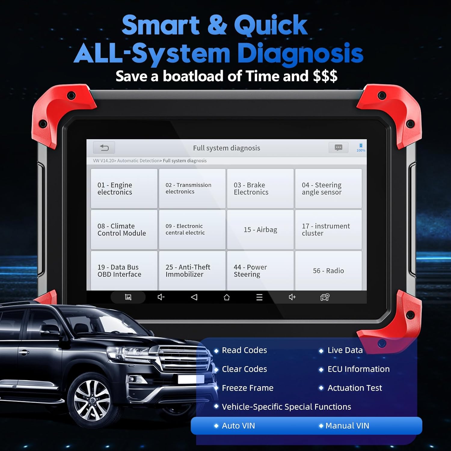 Bidirectional Scan Tool: 2024 Newest Automotive Scanner Diagnostic Tool with ECU Coding, Active Tests, All System Scan, 36+ Resets, Crankshaft