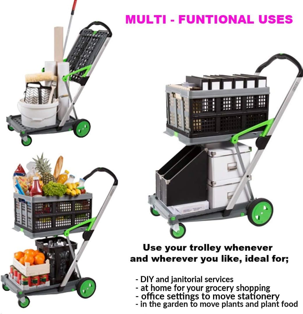 Multi use Functional Collapsible carts | Mobile Folding Trolley | Shopping cart with Storage Crate (Black)