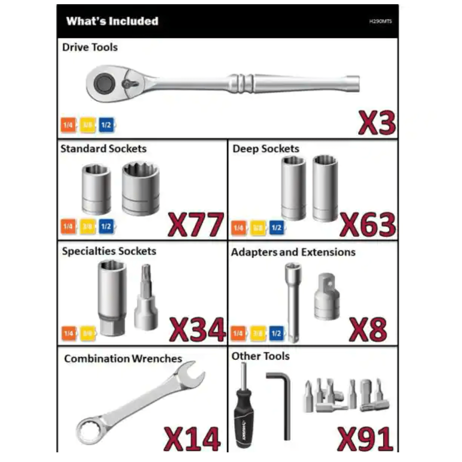 Husky Mechanics Tool Set??290-Piece (H290MTS)