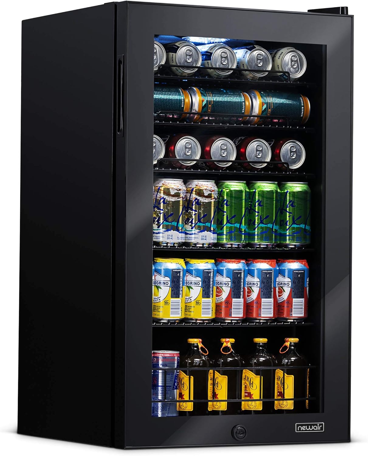 Beverage Refrigerator Cooler | 126 Cans Free Standing with Right Hinge Glass Door | Mini Fridge Beverage Organizer Perfect For Beer, Wine, Soda