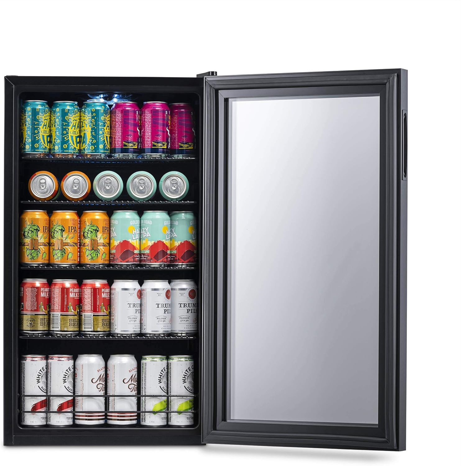 Beverage Refrigerator Cooler | 126 Cans Free Standing with Right Hinge Glass Door | Mini Fridge Beverage Organizer Perfect For Beer, Wine, Soda, And Cooler Drinks