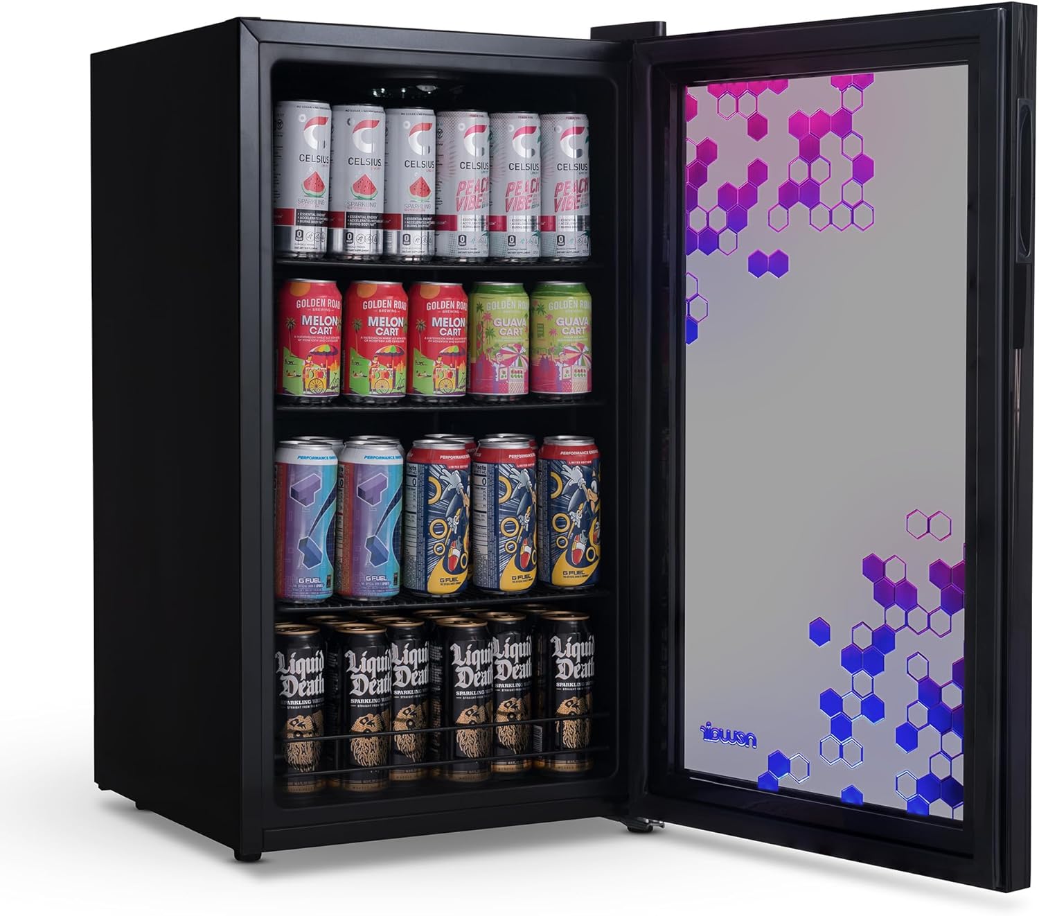 Beverage Refrigerator Cooler | 126 Cans Free Standing with Right Hinge Glass Door | Mini Fridge Beverage Organizer Perfect For Beer, Wine, Soda, And Cooler Drinks