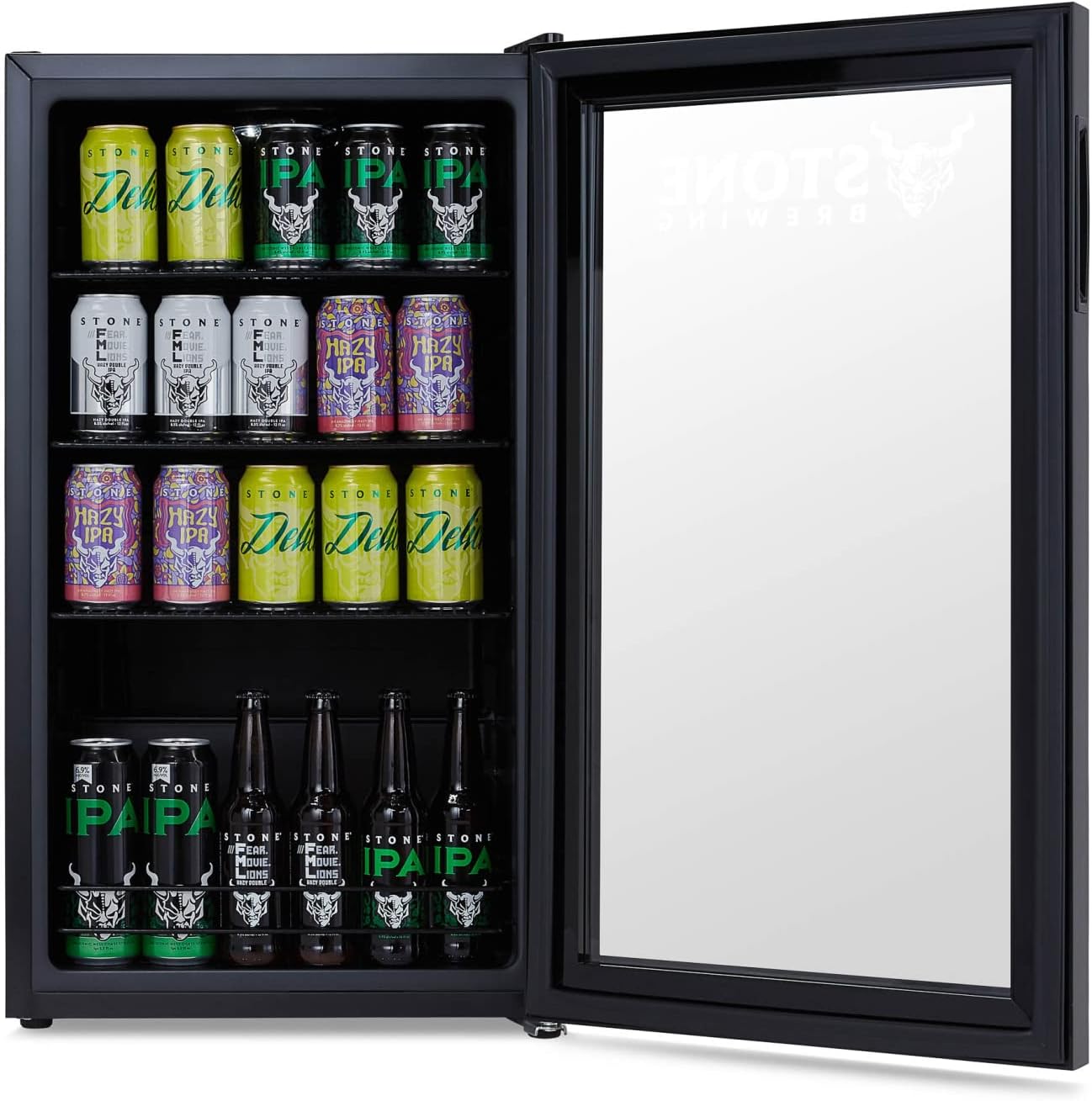 Beverage Refrigerator Cooler | 126 Cans Free Standing with Right Hinge Glass Door | Mini Fridge Beverage Organizer Perfect For Beer, Wine, Soda, And Cooler Drinks