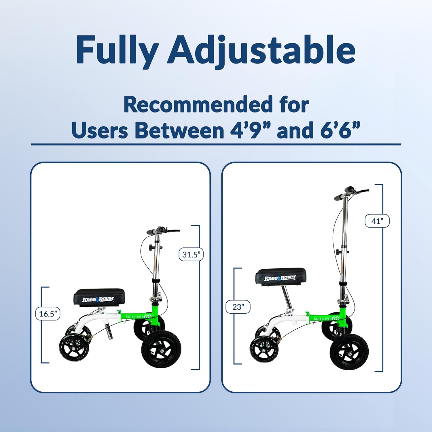 Hybrid - Most Compact All Terrain Knee Scooter for Adults for Foot Surgery Heavy Duty Knee Walker for Broken Ankle Foot Injuries Recovery Leg Scooter
