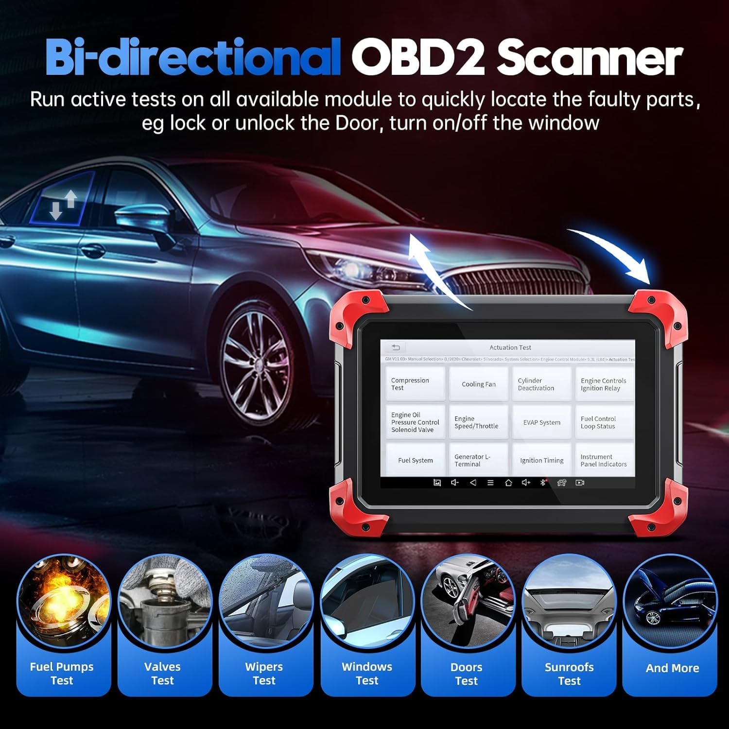 Bidirectional Scan Tool: 2024 Newest Automotive Scanner Diagnostic Tool with ECU Coding, Active Tests, All System Scan, 36+ Resets, Crankshaft