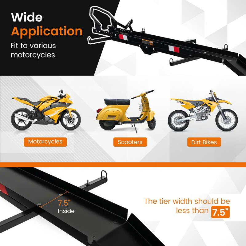 600LBS Motorcycle Hitch Carrier Fit Up to 7.5