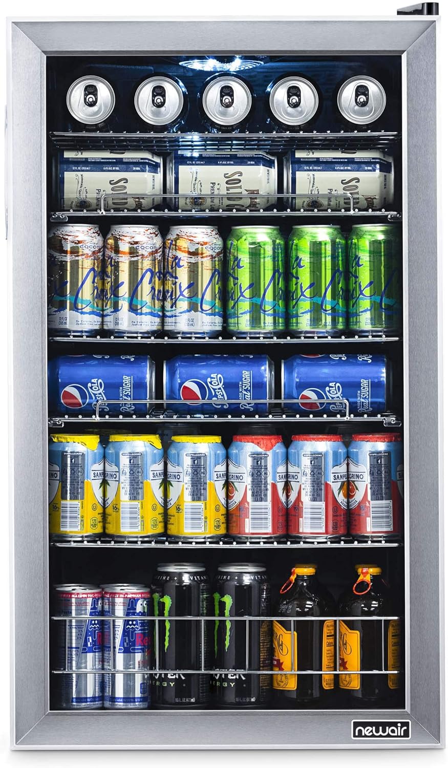 Beverage Refrigerator Cooler | 126 Cans Free Standing with Right Hinge Glass Door | Mini Fridge Beverage Organizer Perfect For Beer, Wine, Soda, And Cooler Drinks