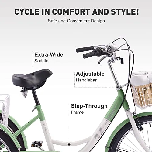 Viribus Adult Tricycle, 7 Speed Tricycle for Adults, 24" 3 Wheel Bikes for Adults with Baskets