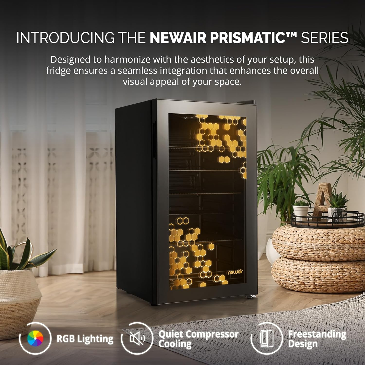 Beverage Refrigerator Cooler | 126 Cans Free Standing with Right Hinge Glass Door | Mini Fridge Beverage Organizer Perfect For Beer, Wine, Soda
