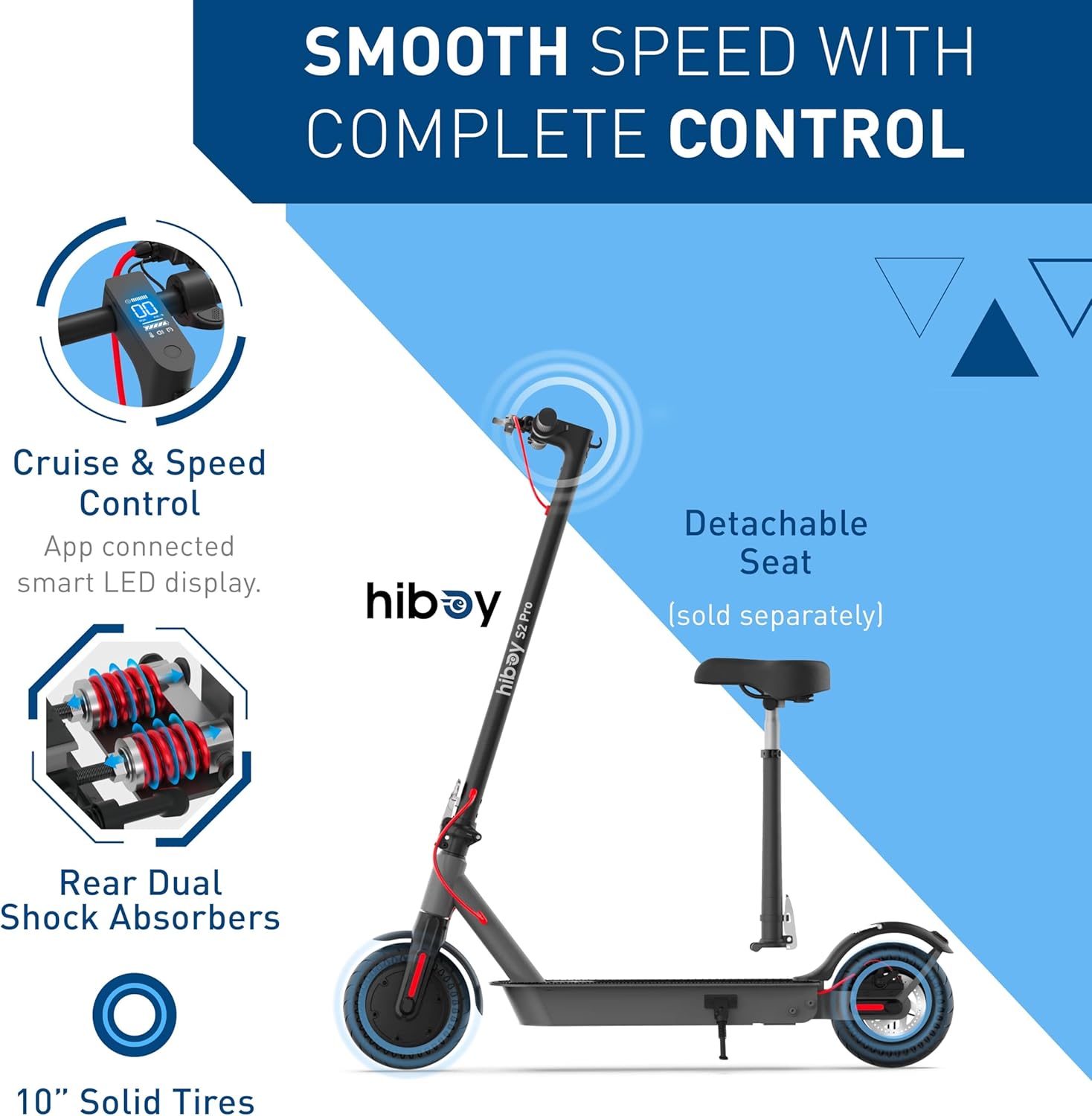 Electric Scooter, 500W Motor, 10" Solid Tires, 25 Miles Range, 19 Mph Folding Commuter Electric Scooter for Adults (Optional Seat)