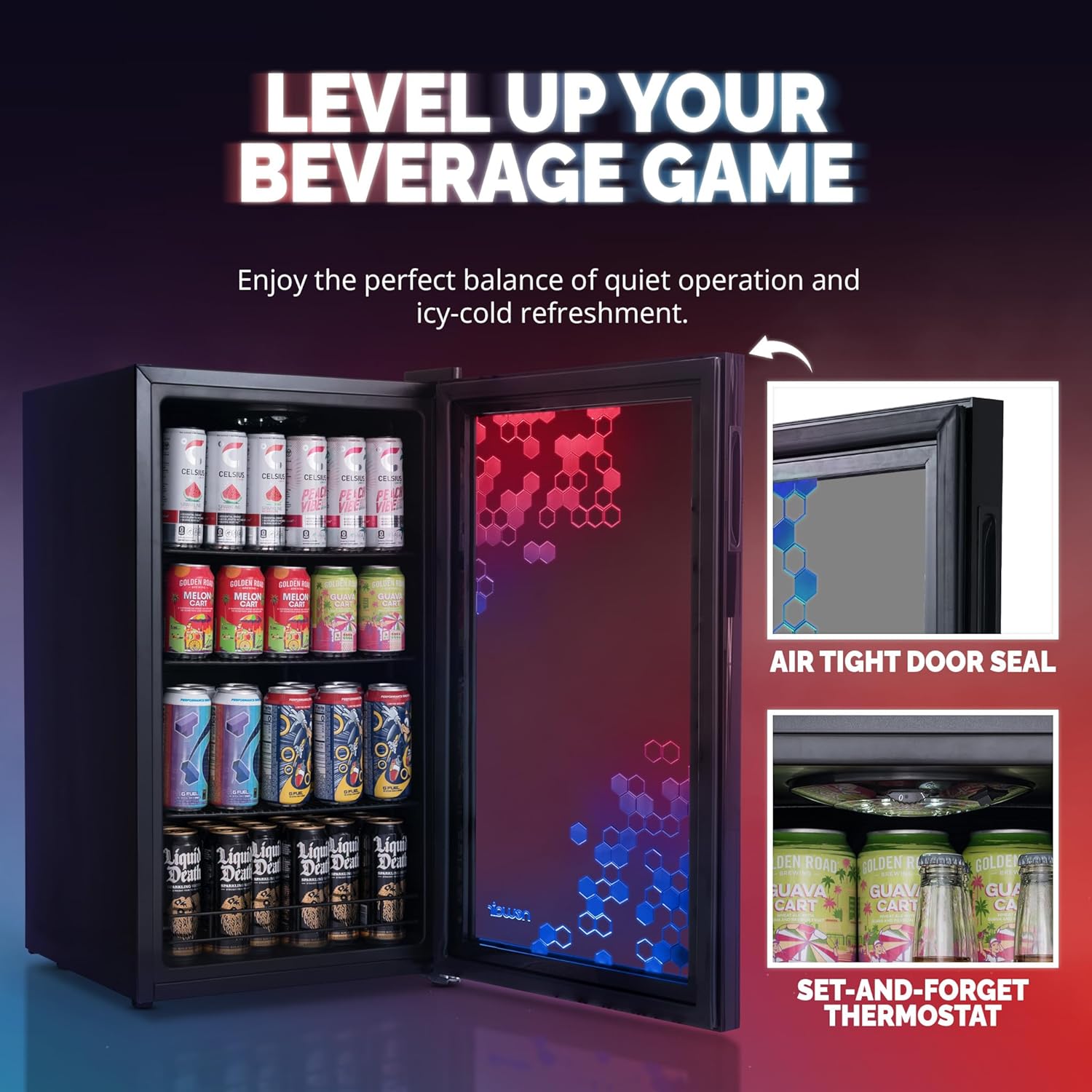 Beverage Refrigerator Cooler | 126 Cans Free Standing with Right Hinge Glass Door | Mini Fridge Beverage Organizer Perfect For Beer, Wine, Soda, And Cooler Drinks