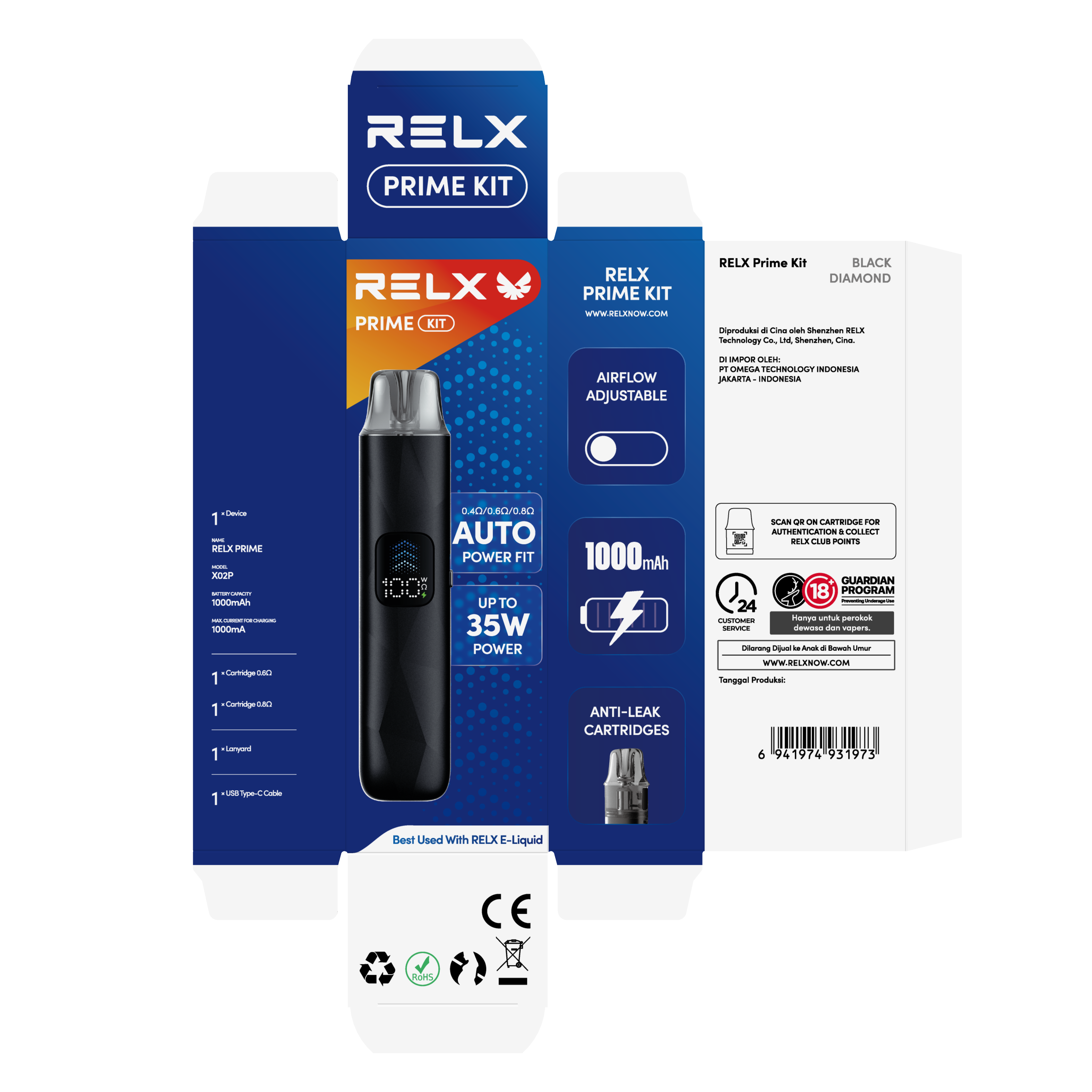 悅刻RELX-Prime Kit開放式主機套裝  黑色 - Vapertrade