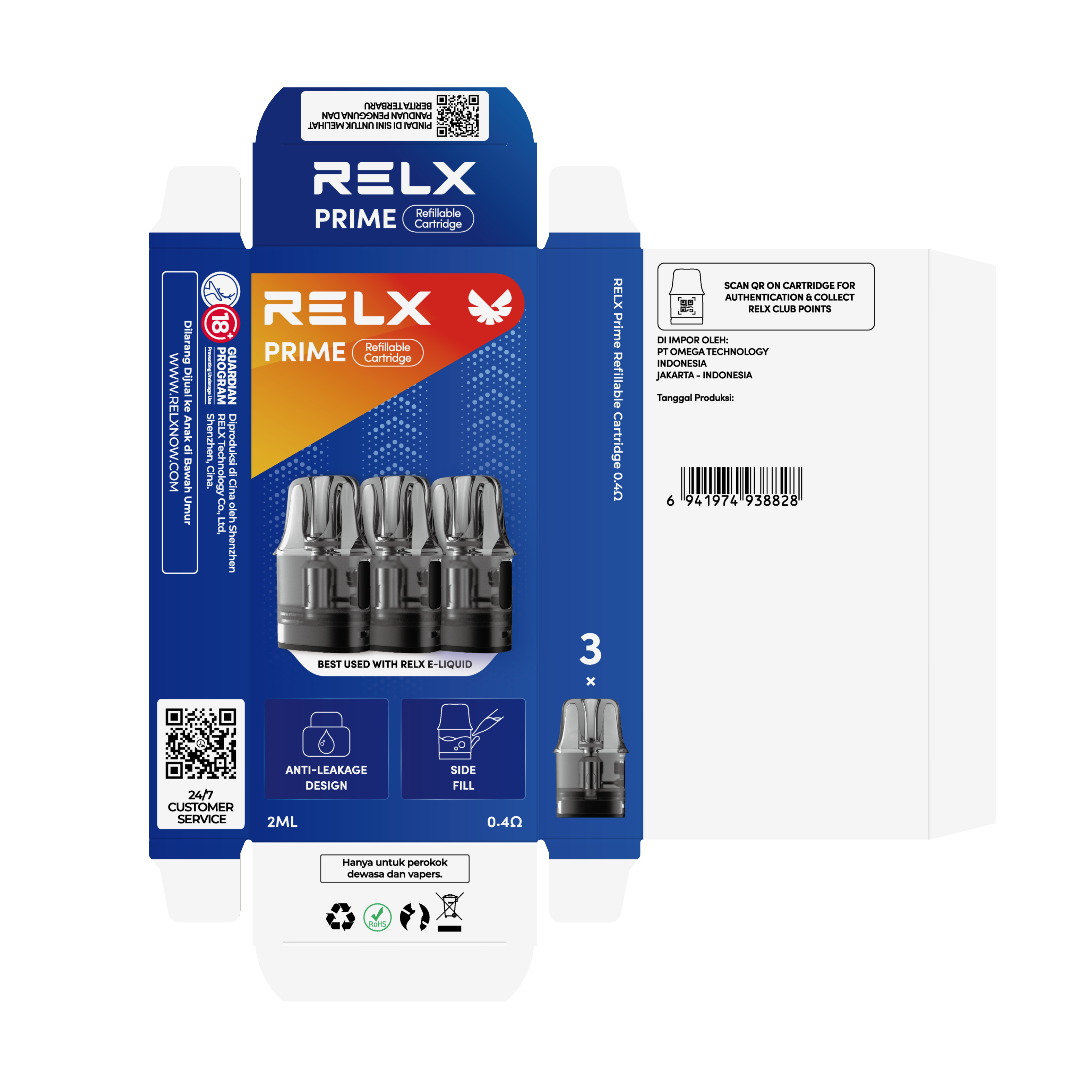 悅刻RELX-Prime Pod-空彈艙 3 Pods 0.1-0.4ohm - Vapertrade