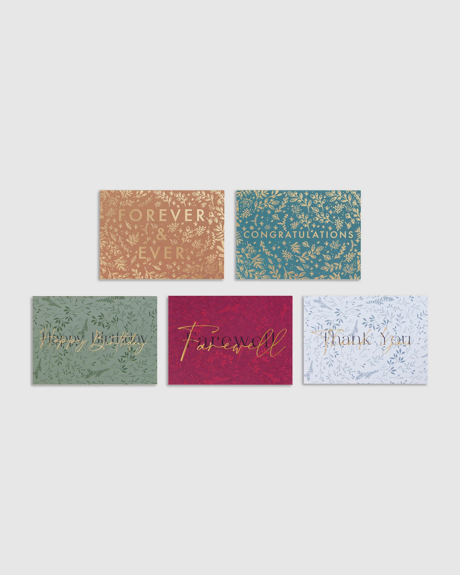 Assorted Greeting Cards 5Pk Gold Floral