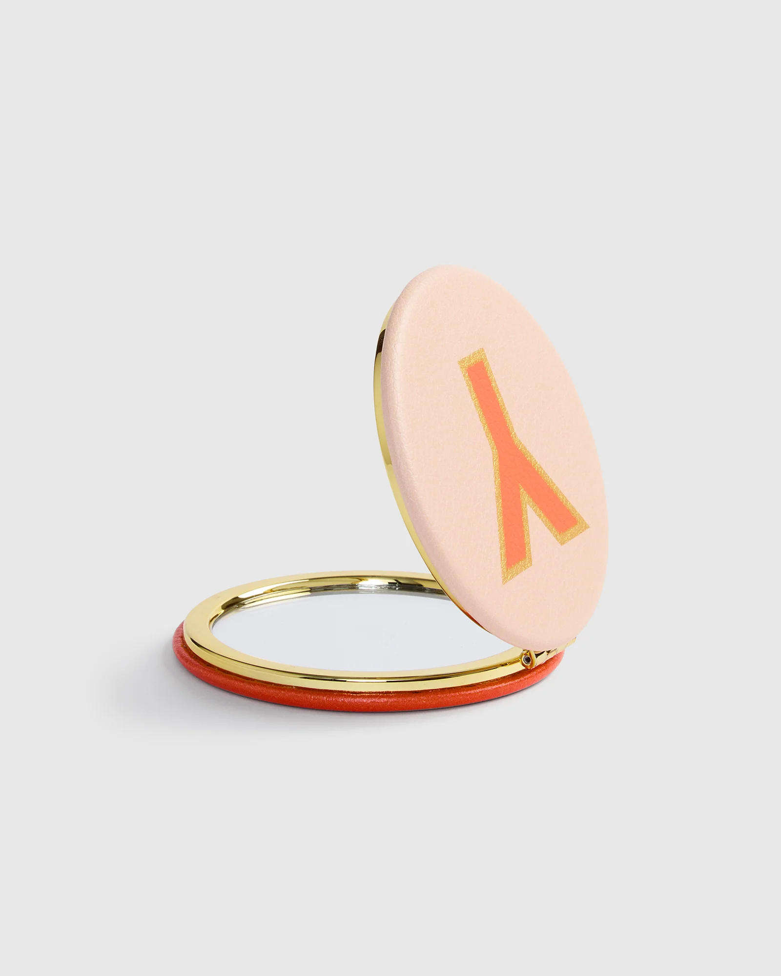 Mirage Compact Mirror Initial - Shell/Tangelo