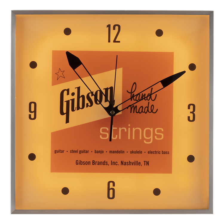 Gibson Vintage Lighted Wall Clock - Handmade Strings