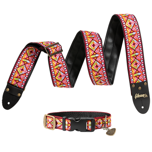 Guitar Strap & Dog Collar Combo Set (Pink)