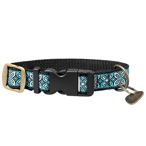Dog Collar with Guitar Pick Tag (Blue)