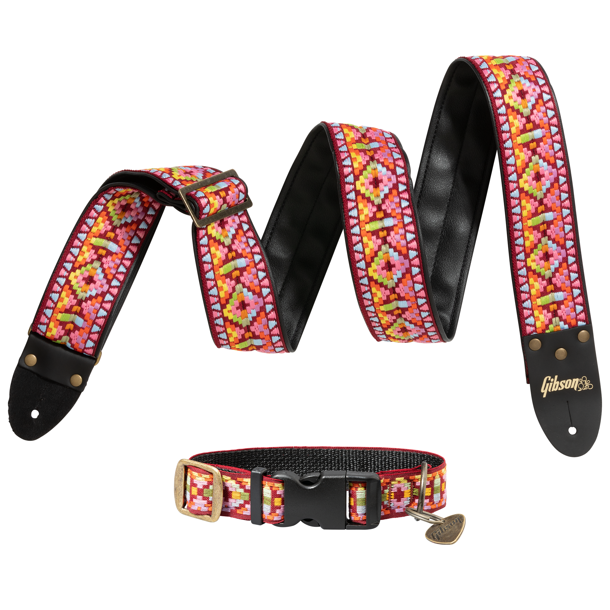 Guitar Strap & Dog Collar Combo Set (Pink)