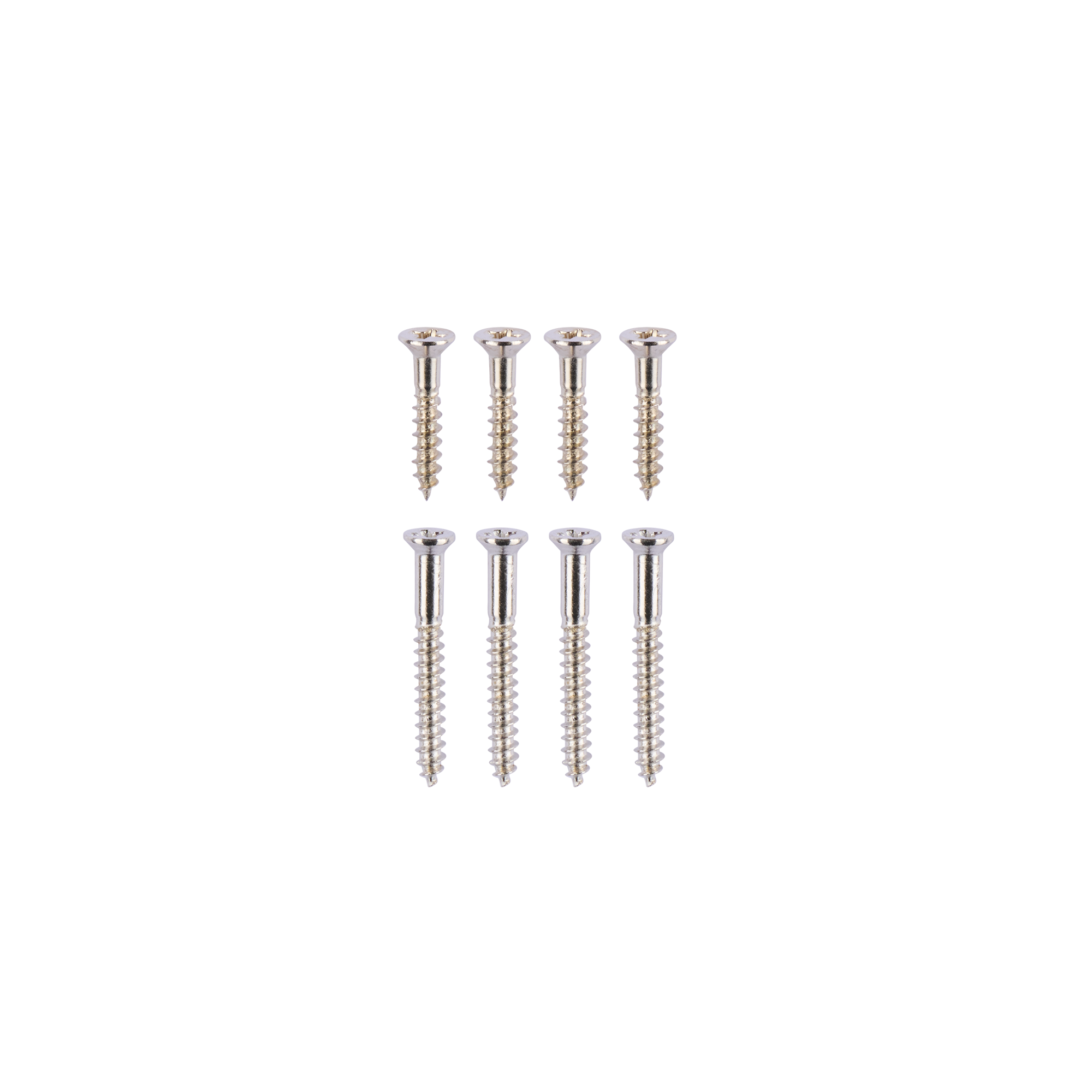 Historic Reissue Mounting Ring Screws, Nickel (Set of 4 Short & 4 Long)