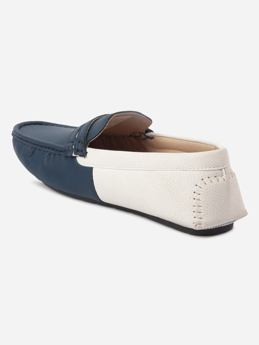Loafers bărbătești navy și alb cu design color block, confortabili și stil casual