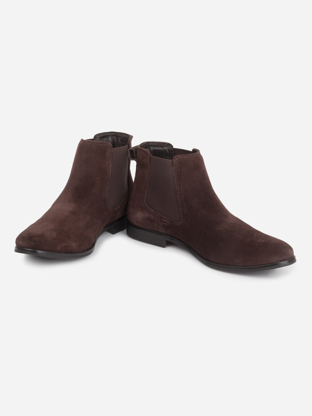 Ghete Chelsea bărbați din piele întoarsă maro, elegante și confortabile