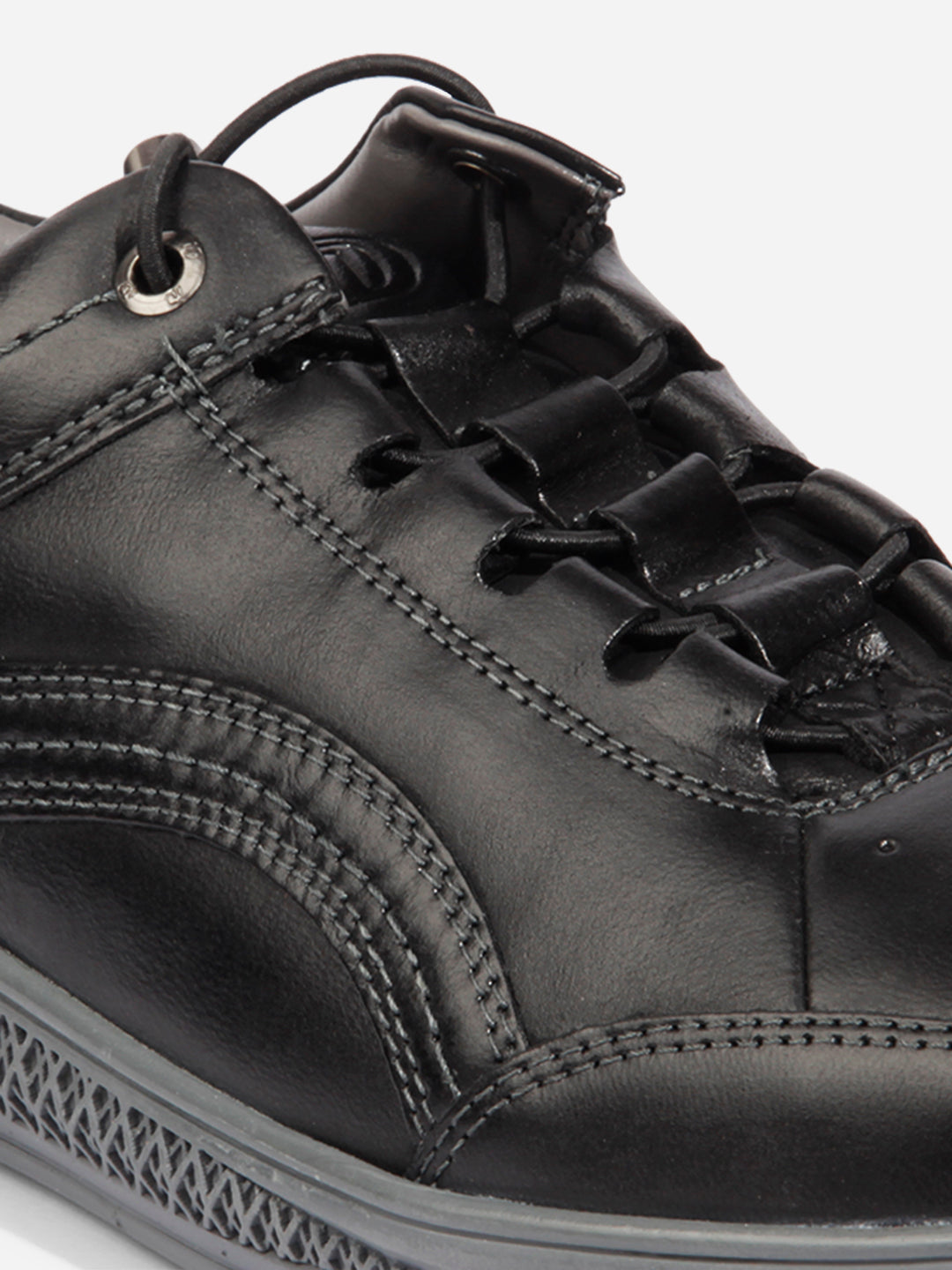 Sneakers bărbătești negri din piele naturală, cu sistem de închidere rapidă și talpă antiderapantă