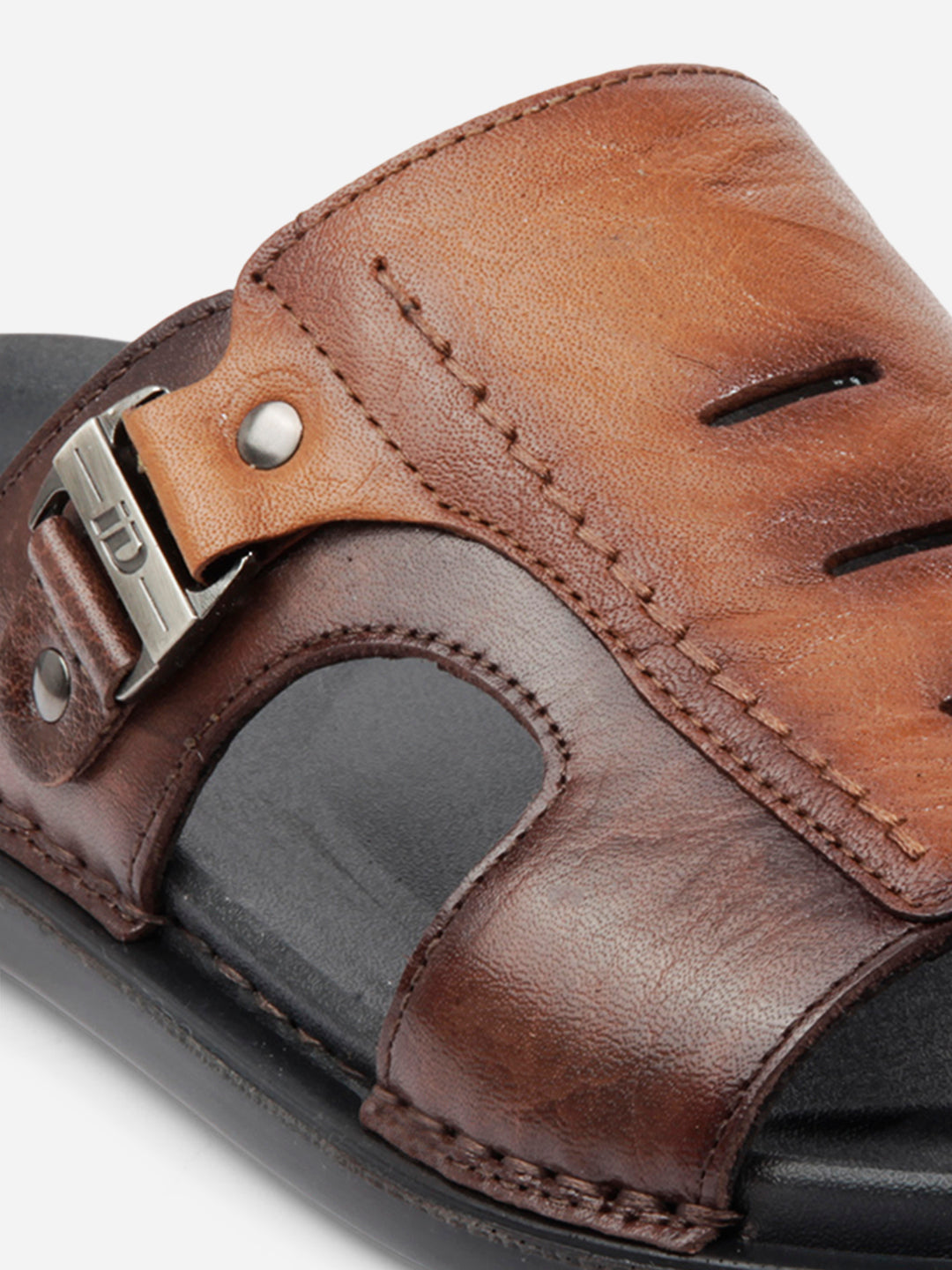 Sandale elegante tan și maro cu cataramă, din piele naturală, confortabile și ergonomice