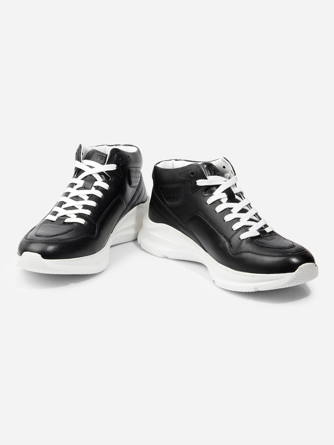 Pantofi sport tip sneaker pentru bărbați, din piele naturală, negru cu alb, talpă ușoară anti-alunecare