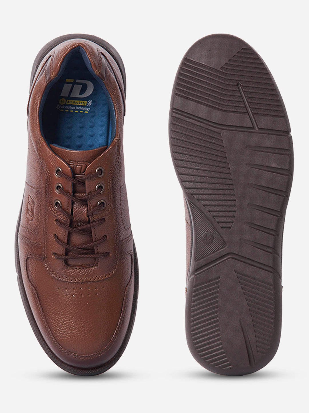 Pantofi casual bărbătești cu șireturi, piele naturală tan, flexibili și confortabili