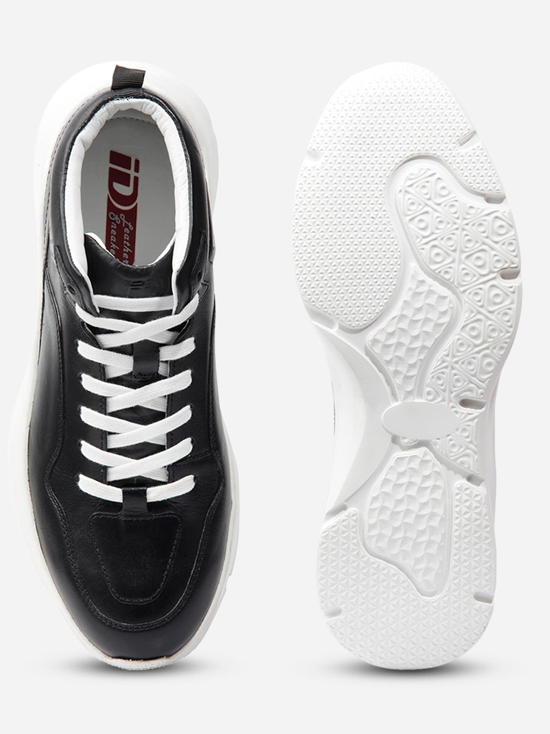 Pantofi sport tip sneaker pentru bărbați, din piele naturală, negru cu alb, talpă ușoară anti-alunecare