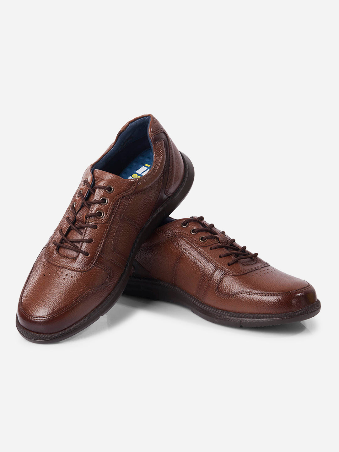 Pantofi casual bărbătești cu șireturi, piele naturală tan, flexibili și confortabili