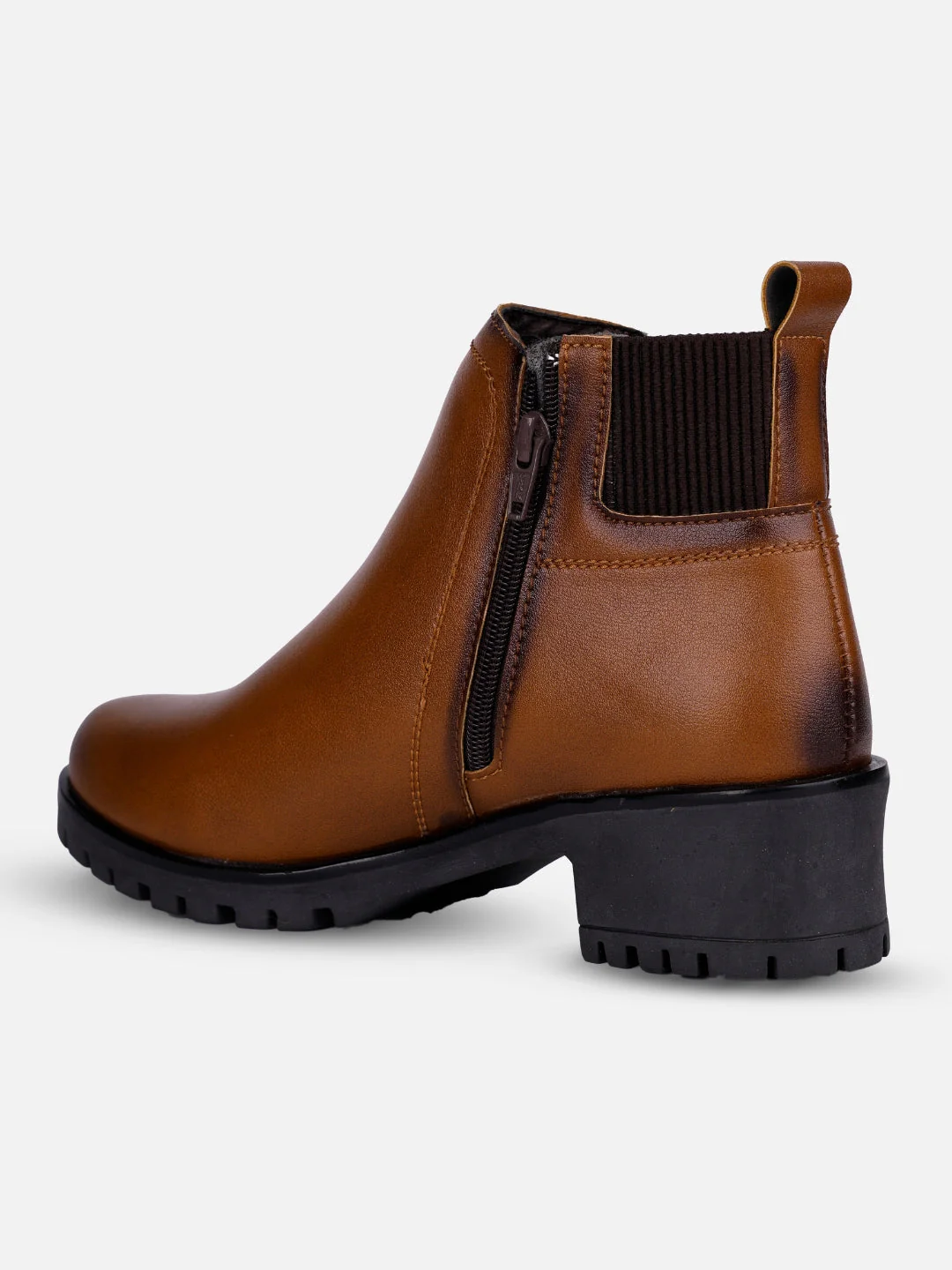 Ghete elegante pentru femei, culoare tan, cu fermoar lateral și talpă antiderapantă – confort și stil