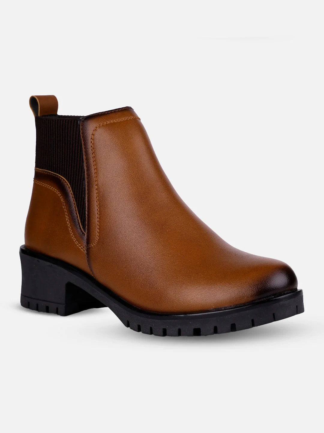 Ghete elegante pentru femei, culoare tan, cu fermoar lateral și talpă antiderapantă – confort și stil