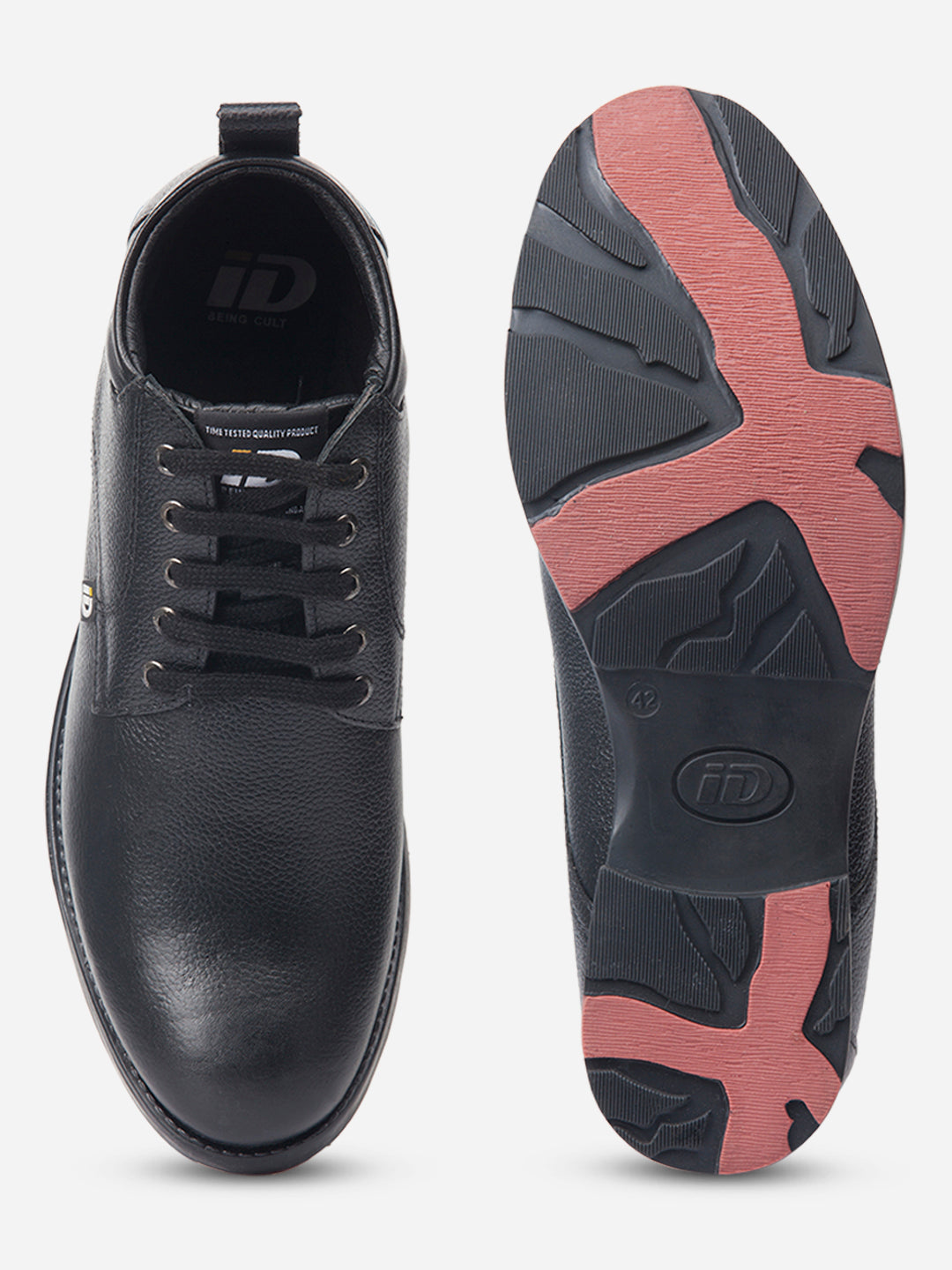 Ghete bărbătești din piele naturală, negre, cu șireturi și talpă antiderapantă – elegante și rezistente