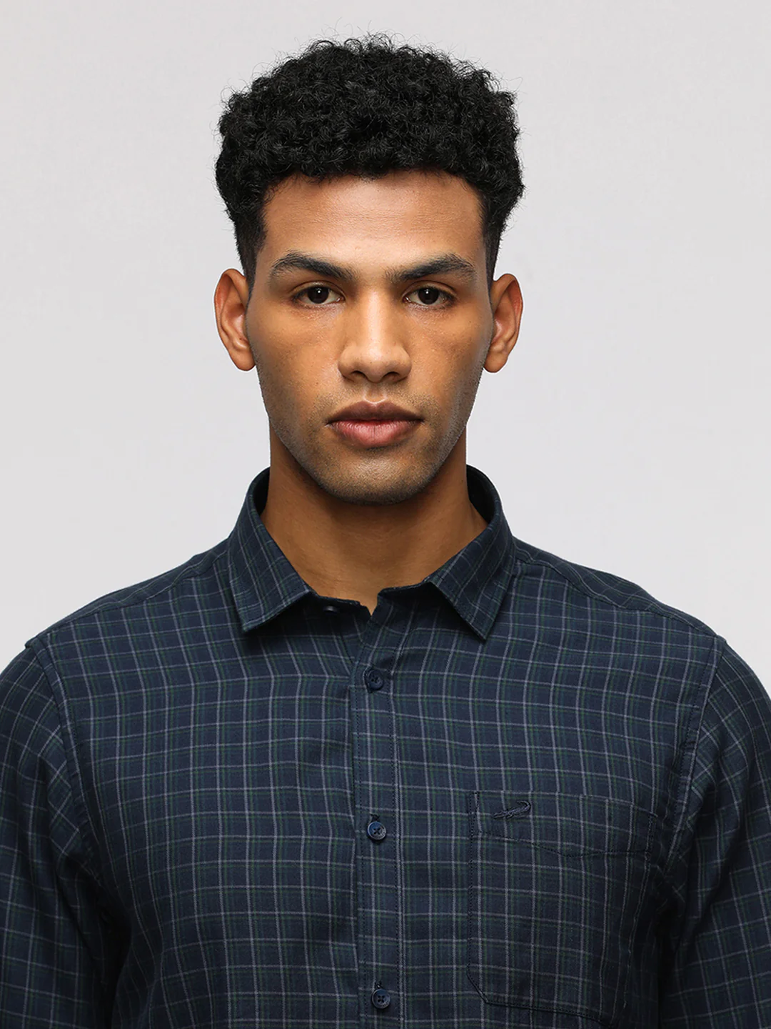Full Sleeve Navy Checked Shirt for Trendy Wear