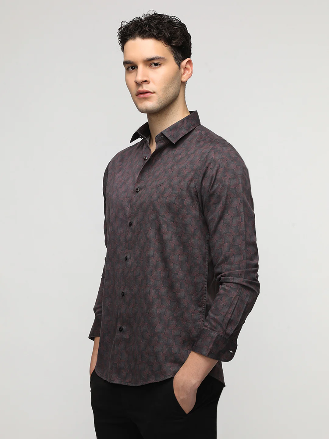 Rust Groovy Textured Premium Printed Shirt