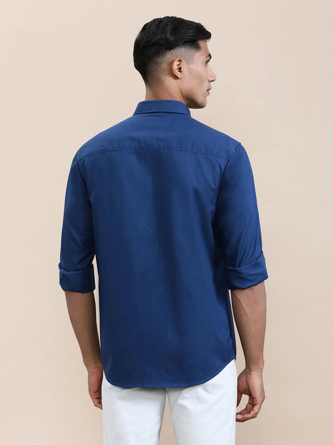 Navy Blue Mercerized Lyocell Blend Shirt
