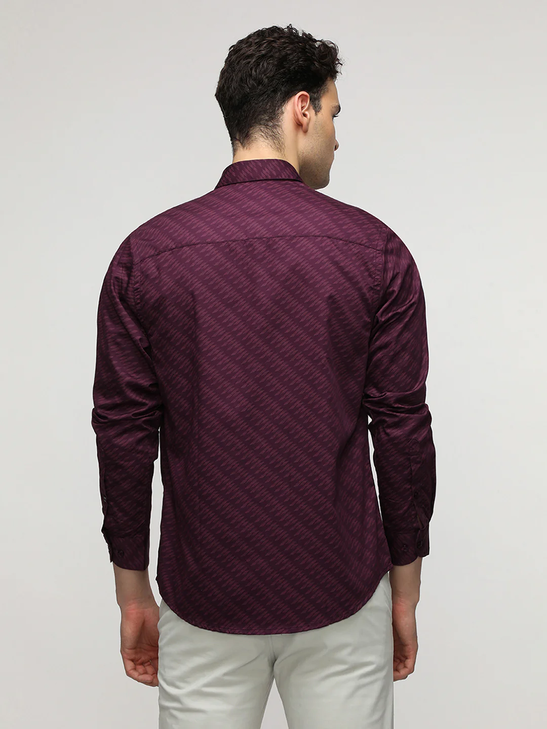 Purple Abstract Print Satin Shirt