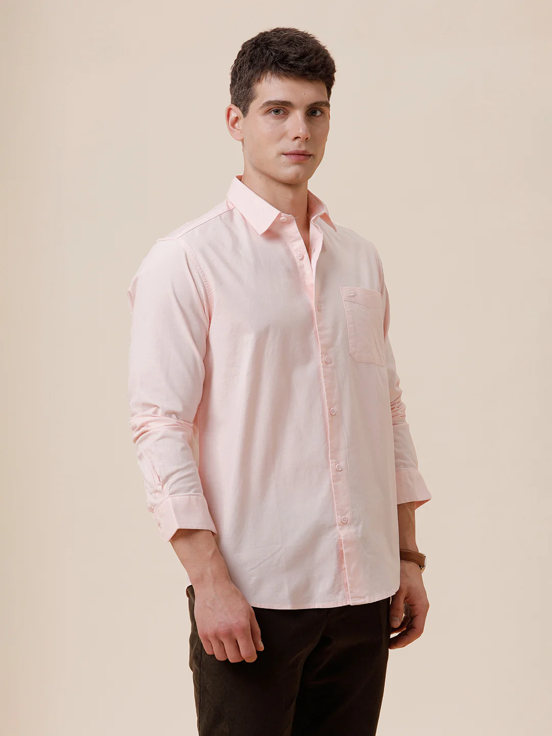Cotton Pink Stretch Oxford Shirt