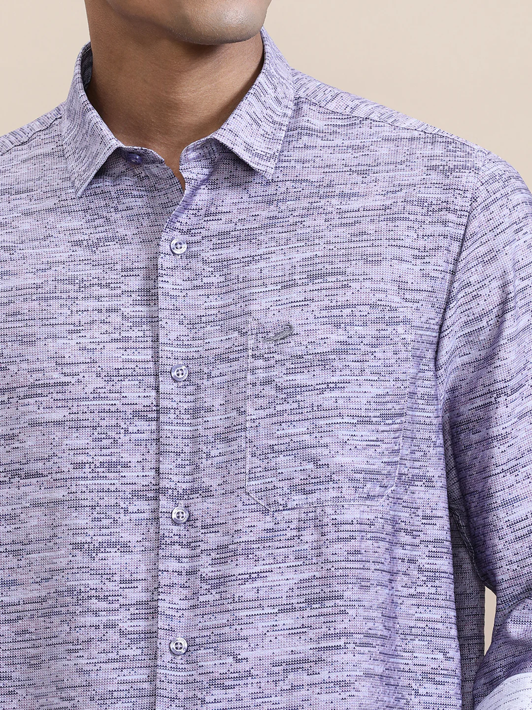 Purple Printed Crinkled Effect Fluid Shirt